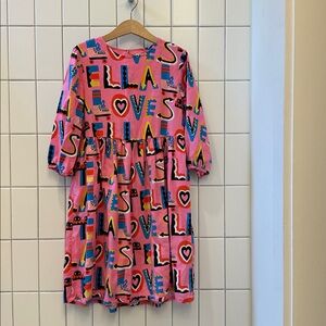 Stella McCartney Pink Multicolor 'Love' Print Kids Dress